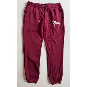 GEEDUP Handstyle Logo Trackpants Mens XL Maroon Cream Sweats Streetwear Urban
